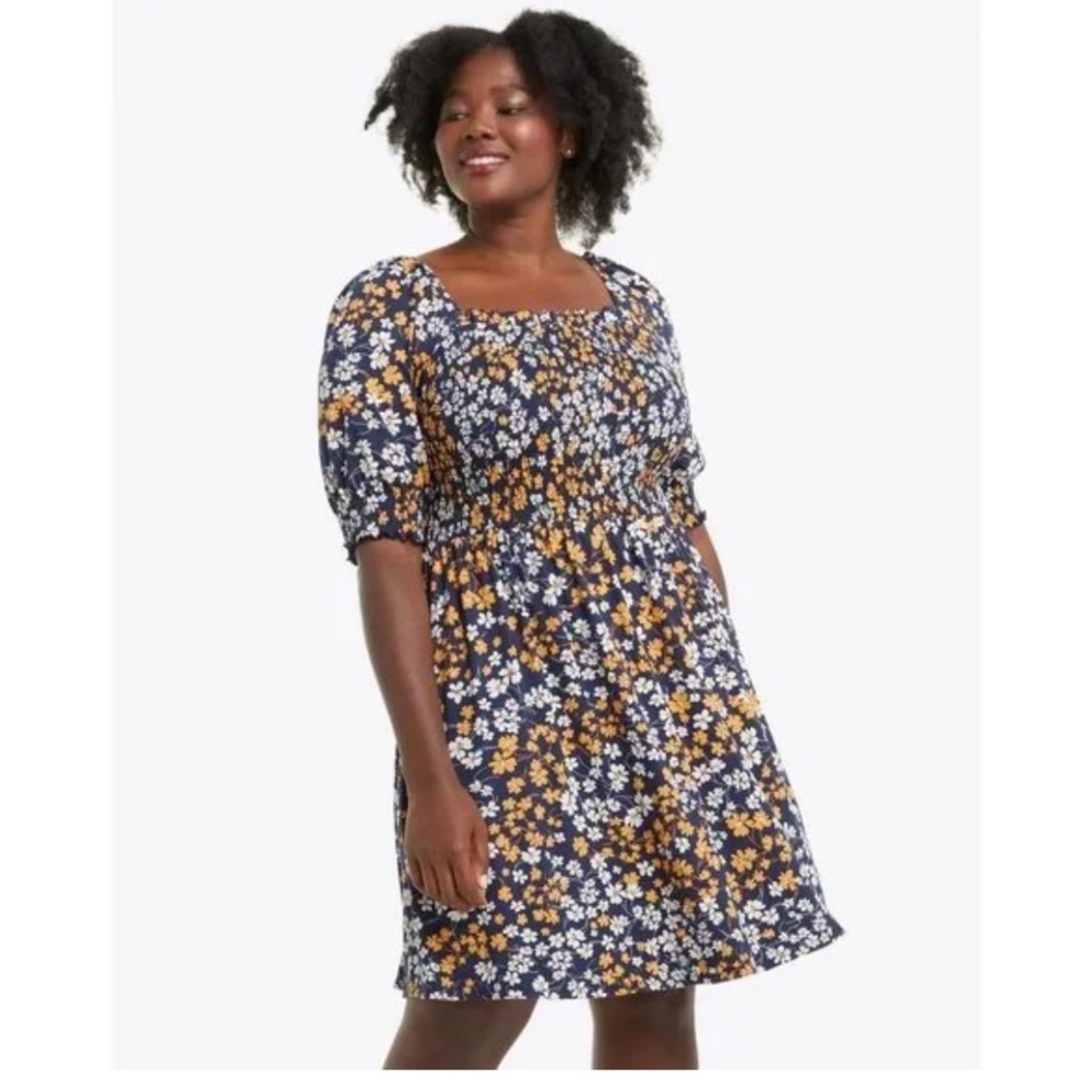 Draper James Navy Floral Jo Dee Smocked Dress